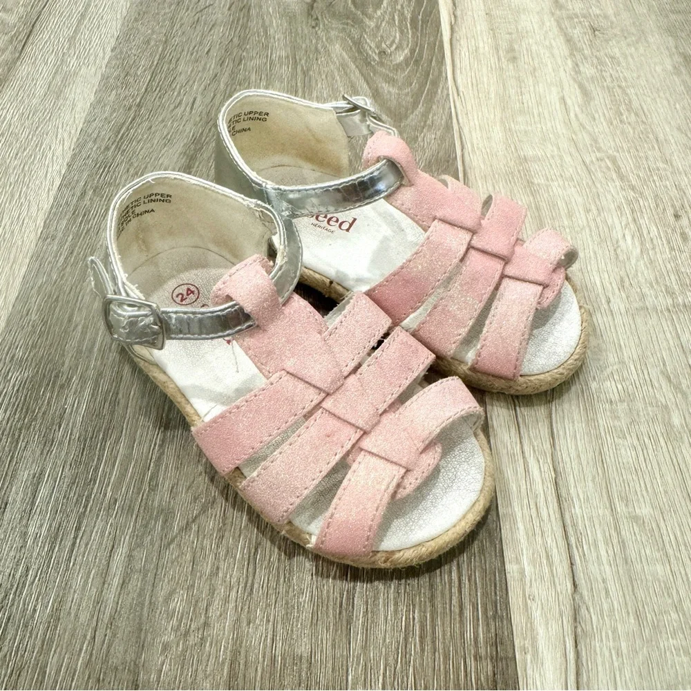 Seed Heritage Sparkly Pink Sandals Girls 24 US 7 Strappy